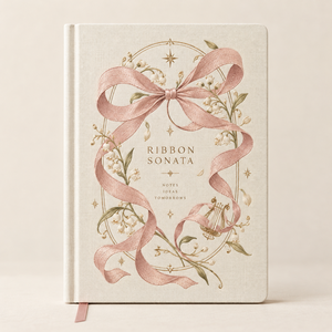 Cuaderno LABON Personalizado con Cinta Decorativa, Color Crema, PU, con Estampado de Lirio de los Valles, Cuaderno con Puntos - Product Image 2