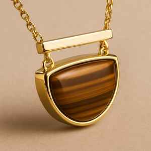 Unisexe 925 Sterling Silver Fine Jewelry Rhodium & Gold Plaqué Cabochon Oeil de Tigre Pendentif Lunette Réglage pour Cadeau d'Anniversaire - Product Image 1