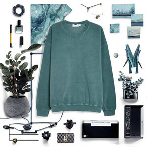 Sweat-shirt à col rond en tricot uni délavé à l'acide 330 g/m² pour homme, épais et chaud, polyester/coton pour l'automne - Product Image 5