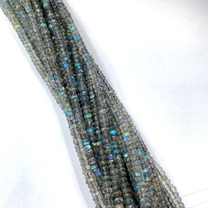 Perles de Labradorite Flashy noire naturelle de qualité AA en forme de rondelle à facettes certifiées par des tiers Fabrication de bijoux Briolette - Product Image 3