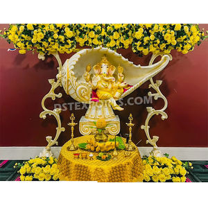 Estatua de fibra Shankh Ganesha tradicional para decoración de boda FRP Ganpati estatua decoración de boda hindú FRP Shankh Ganesha - Product Image 1