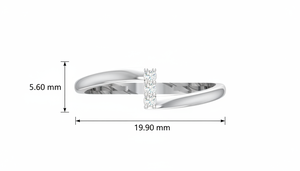 Anillo de mujer moderno y minimalista con banda de diamantes cruzados para bodas, fiestas, aniversarios, regalos, celebraciones románticas - Product Image 2