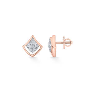 ต่างหูเม็ดเดี่ยวสีโรสโกลด์สำหรับ Women-14k/เครื่องประดับทอง18K หมั้นอินเทรนด์ - Product Image 4