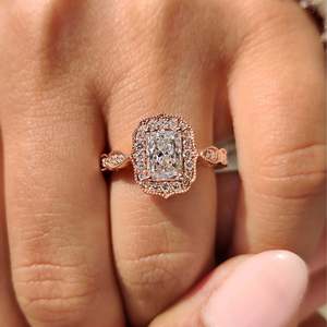 Vintage Style Milgrain Radiant Cut Lab Grown Diamond Women's Engagement Ring - Product Image 5