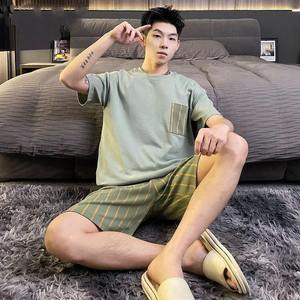 ฤดูร้อนSlimกีฬาคอกลมMan Elasticเอวหลวมเสื้อกันหนาวหล่อสีทึบแขนสั้นสบายๆ 2024 ชุดผู้ชาย - Product Image 4