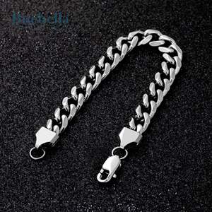 Men's Hip Hop 9mm <b>Solid</b> 925 Sterling <b>Silver</b> Cuban Link <b>Bracelet</b> Stylish Jewelry Gift Idea - Product Image 2