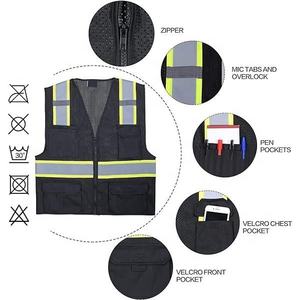 Men's Summer Breathable High Visibility <b>Reflective</b> Safety <b>Vest</b> 5-Dimensional Pockets Windproof Canvas for Construction Workers - Product Image 5
