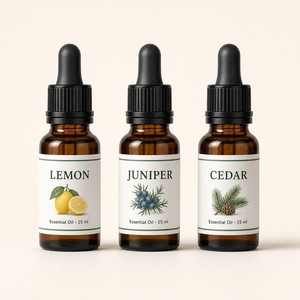 Set de Aceites Esenciales de Limón, Junípero y Cedro 4x10ml al por Mayor |   100% Puro y Natural |   Marca Privada al por Mayor |   Stock de EE. UU. - Product Image 1