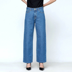 Pantalones vaqueros transpirables de pierna ancha de alta calidad para mujer, pantalones vaqueros de algodón para mujer, pantalones vaqueros cómodos para mujer, ropa informal - Product Image 3