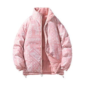 <b>Men's</b> Plus Size Winter Warm Thick Outerwear Style Zipper Closure Waterproof Breathable Paisley Pattern Reversible Puffer <b>Jacket</b> - Product Image 4