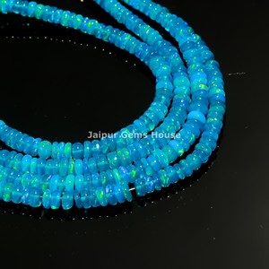 Cuentas Redondas Lisas de Ópalo Azul Paraíba Natural de 3 mm y 5 mm, Cuentas de Ópalo Etíope Azul Brillante, Cuentas de Ópalo Welo de 16 Pulgadas de Largo - Product Image 3