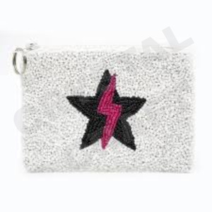 Star personnalisé beau porte-monnaie portefeuille avec accessoire de perles de rocaille fermeture à glissière à la main pochette à monnaie à la mode - Product Image 1