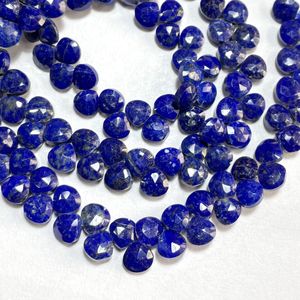 Lapiz Lazuli perles de briolette en forme de coeur à facettes, perles de pierres précieuses calibrées 7MM, fournitures de perles en gros - Product Image 2