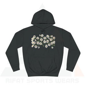 Sweats à capuche pour femmes de qualité supérieure, broderie 3D, coton écologique mélangé, fleur de marguerite blanche, streetwear surdimensionné, haute qualité - Product Image 5