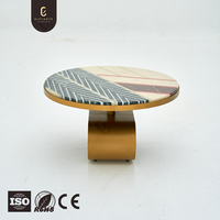 Table d'appoint circulaire en marbre élégante et luxueuse, design unique de haute qualité, base en acier inoxydable doré, table d'angle