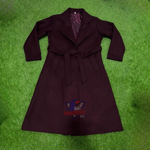 Manteau long pour femme en mélange de coton et de laine de haute qualité, à double boutonnage, ceinturé, chaud, anti-plis, écologique - Product Image 1