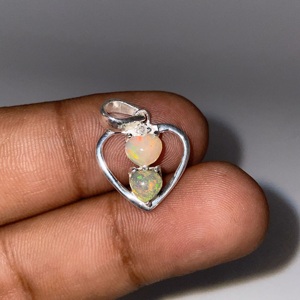 Colgante de ópalo etíope de estilo Vintage, Plata de Ley 925, Diamante de fuego múltiple, gemas naturales hechas a mano para niños, joyería de latón - Product Image 1