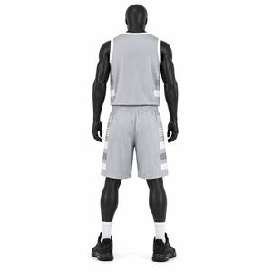 Uniforme de Baloncesto Personalizado para Hombre, Gris, Transpirable, de Malla, con Sublimación, de Alta Calidad, que Absorbe la Humedad - Product Image 2