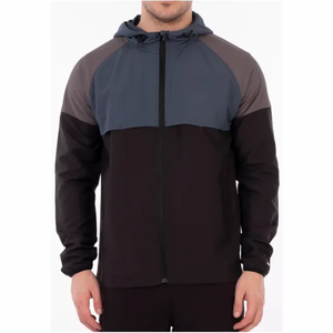 Personalizada de alta calidad al aire libre chaqueta cortavientos impermeable deportes poliéster chaqueta de los hombres con capucha extraíble - Product Image 1