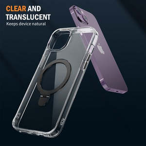 เคสกันกระแทกใสสำหรับ iPhone 15 Plus ขนาด 6.7 นิ้ว พร้อมขาตั้งแม่เหล็ก สีดำ - Product Image 3