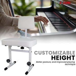 5 Core Piano Bench 3 <b>Padded</b> Cushioned Stool w Backrest Heavy Duty Musician <b>Chair</b> Height Adjustable - Product Image 4