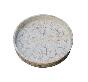 Plateau de service personnalisé de qualité supérieure Plateau de service en résine incrustée de motifs floraux et artisanaux pour la maison, la cuisine, les restaurants et les hôtels - Product Image 1