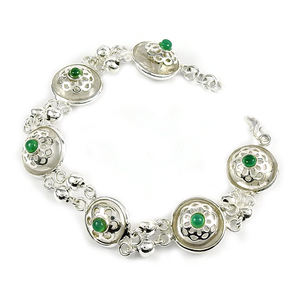 Producto más vendido en 2024 piedras preciosas de ónix verde Natural forma redonda pulsera elegante con clase joyería hecha a mano de Plata de Ley 925 - Product Image 2
