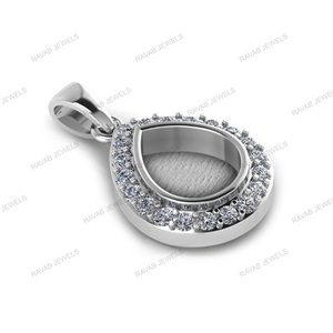 New Arrival 925 Sterling <b>Silver</b> Pear Pendant Setting with Zircon Custom 8x10mm Breastmilk Craft Keepsake <b>Wedding</b> Gift for Women - Product Image 6