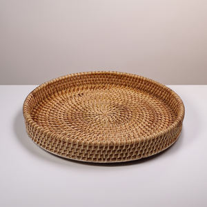 Elegantes Bandejas Redondas de Bambú Vietnamita Ecológicas, Bandeja de Servicio Hecha a Mano con Diseño de Ratán para Cafetería y Decoración del Hogar-SR2071 - Product Image 3