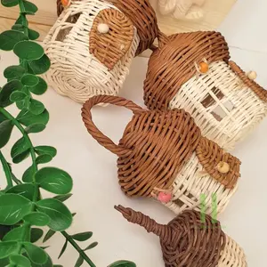 Small Rattan Peanut House Ideal Rattan Storage Basket for Kids Eco Friendly Wicker Kids Toy OEM in Vietnam Factory