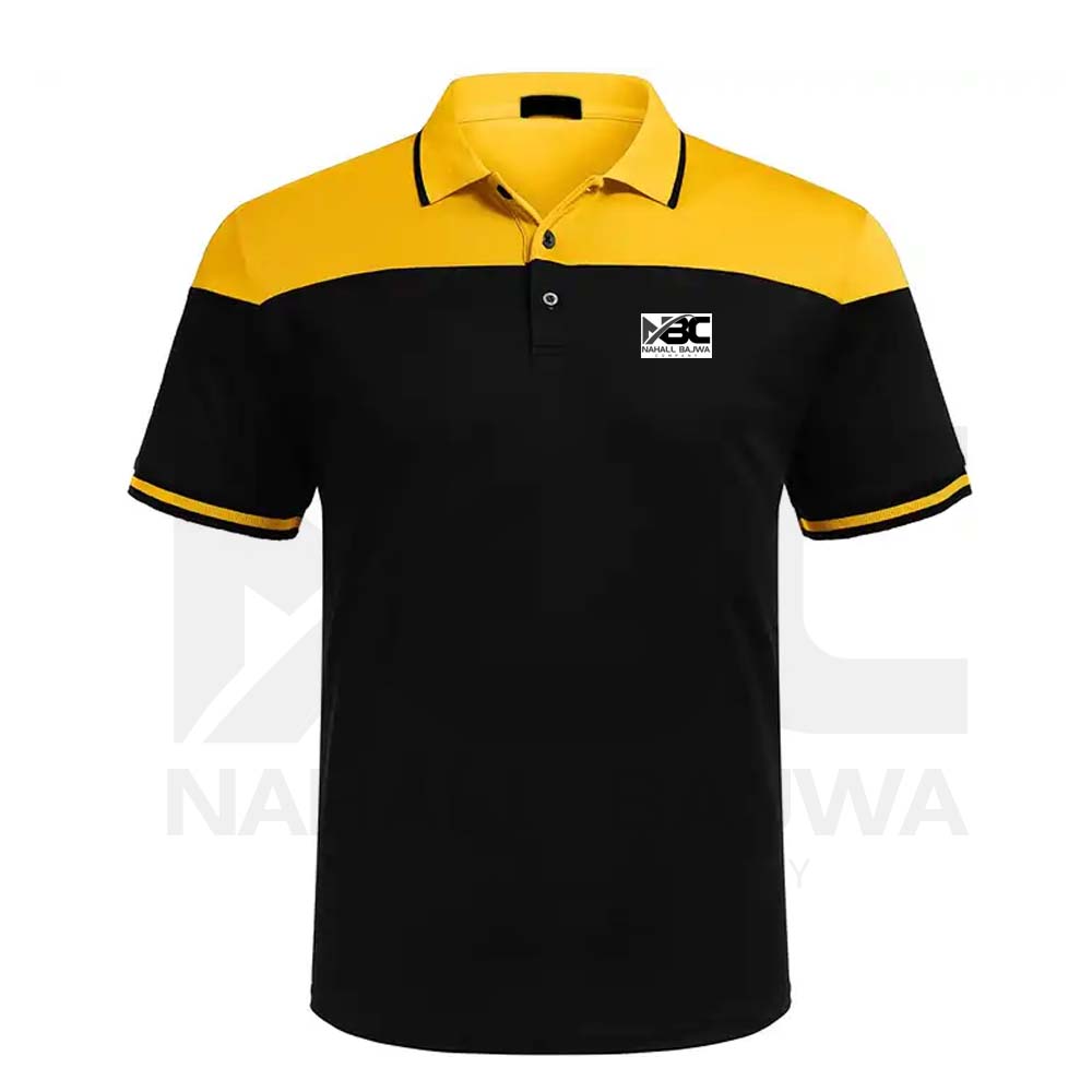 Men's Yellow Black Polo Collar T Shirts with Logo Embroidery