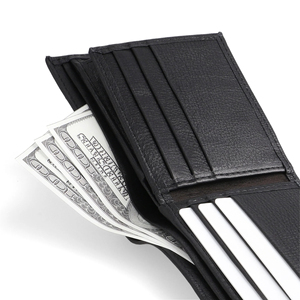 Portefeuille de luxe à deux volets pour hommes en cuir véritable de haute qualité avec porte-cartes brodé avec logo personnalisé Produit OEM - Product Image 5