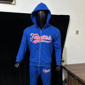 Conjunto de Sudadera con Cremallera y Pantalones Acampanados de Alta Calidad para Hombre, con Logotipo Bordado, Chándal Unisex de Peso Pesado para Mujer - Product Image 1