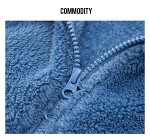 Veste polaire pour homme en sherpa bicolore, coupe oversize, fermeture éclair, col montant en toile, logo frontal, imperméable, streetwear, hiver - Product Image 6