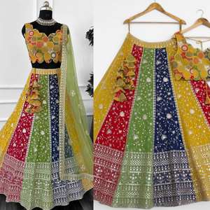 Venta caliente señoras elegante diseñador indio boda fiesta desgaste Bollywood inspirado alta seda Lehenga Choli Dupatta indio - Product Image 3