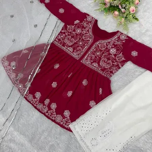 Nuevo traje FABZONE de diseñador para mujeres adultas Heavy Georgette Real Mirror Palazzo para ropa de fiesta-ropa india y pakistaní - Product Image 1