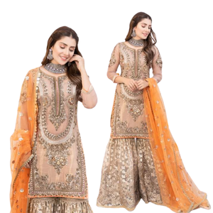 Attrayant mariée brodé fête femmes Gadara robe indien et pakistanais brodé attrayant fête porter des robes pour les femmes - Product Image 1