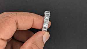 Bague de mariage vintage Lurba Jewels en or blanc massif 10 carats avec moissanite taille émeraude de 6,40 carats, sertie pavé intégral, cadeau pour femme - Product Image 4