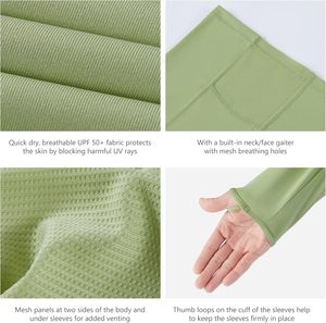 Chemise de pêche unisexe à manches longues UPF 50 avec masque, cache-cou UV, capuche, 100% polyester, antibactérien - Product Image 3