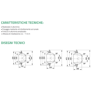 Difusor y Rejilla de Aire Acondicionado de Techo Redondo de Aluminio Anodizado Ajustable de Largo Alcance Tecnosystemi Moderno - Product Image 5