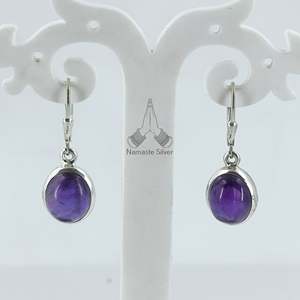 Pendientes Colgantes de Plata con Amatista Ovalada, Joyería Artesanal con Piedras Preciosas, Regalo de Oro para Ella en Navidad, San Valentín, Cumpleaños o Aniversario - Product Image 6