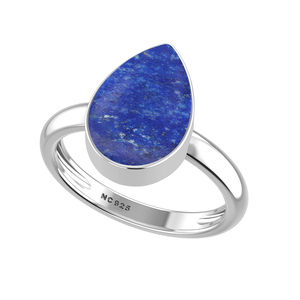925 Sterling Silver <b>Ring</b> Bezel Setting <b>Lapis</b> <b>Lazuli</b> Gemstone Mix Shapes Classic Wedding Party Trendy Fashionable Unisex - Product Image 4
