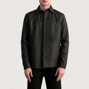 Camisa Premium de Cuero Marrón Desgastado para Hombre Bronco - Product Image 1