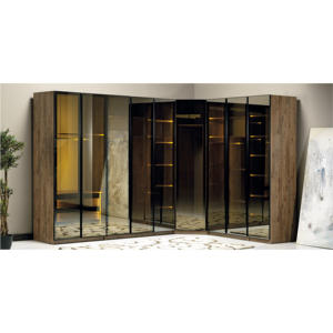 Armario de Diseño Moderno Athome, Color Nogal, Vidrio Templado, Estilo Rompecabezas, Mueble de Dormitorio Independiente, Duradero y Ecológico, Turquía - Product Image 2