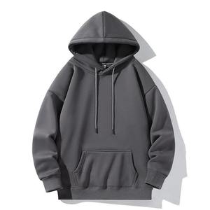 Sweat-shirt à capuche pour homme, couleur unie, en molleton de coton, décontracté, coupe ample, avec poche, manches classiques, pour l'automne - Product Image 3