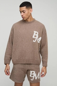 À la mode hommes surdimensionné Boxy Fit tricoté ensemble court survêtements qualité supérieure respirant tenue décontracté pull survêtements pour hommes - Product Image 3