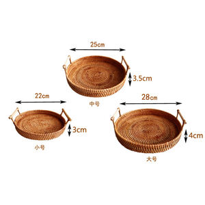 Plateau de service en bambou, fait à la main, motif Simple pour cuisine/Restaurant, avec deux poignées, nouveau Design, 2022 - Product Image 6