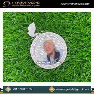 Custom <b>Holder</b> 925 Sterling Silver Moissanite Charm Pendant with Geometric Design Rhodium Plated Hiphop Style Memorial Jewelry - Product Image 6