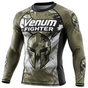 เสื้อรัดกล้ามเนื้อแขนยาว Venum Fighter Rash Guard ลายพิมพ์แบบ Sublimation แห้งเร็ว สำหรับเล่นกีฬา - Product Image 4