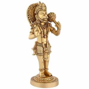 Statue debout Hanuman Ji en laiton poli dieu de la force Bajrang Bali puissant seigneur Hanuman idole pour article décoratif pour la maison - Product Image 3